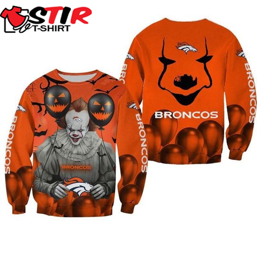 Denver Broncos Pennywise The Dancing Clown It Halloween 3D Printed Sweater