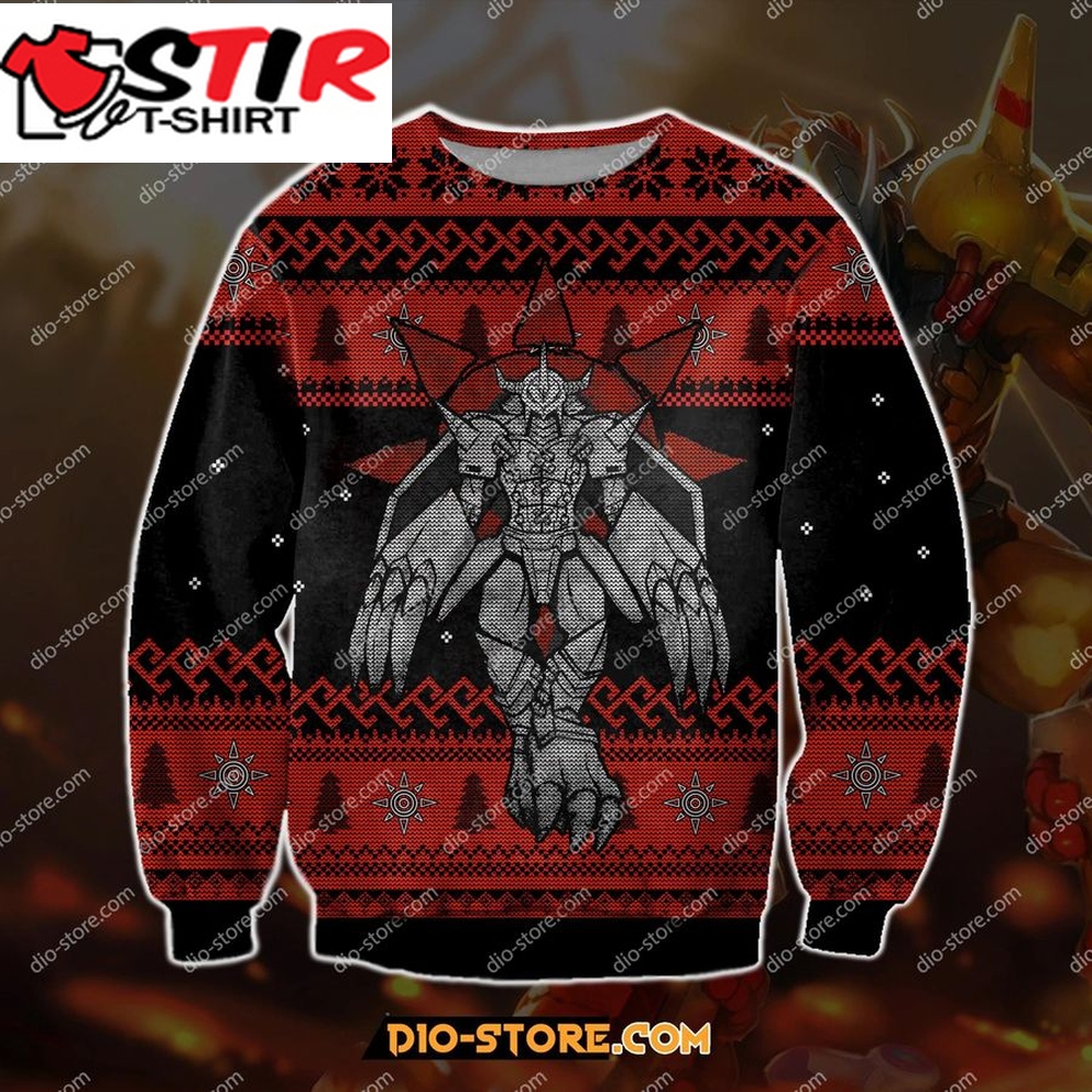Digimon Wargreymon 3D Print Ugly Christmas Sweatshirt Hoodie All Over Printed Cint10156, All Over Print, 3D Tshirt, Hoodie, Sweatshirt, Long Sleeve