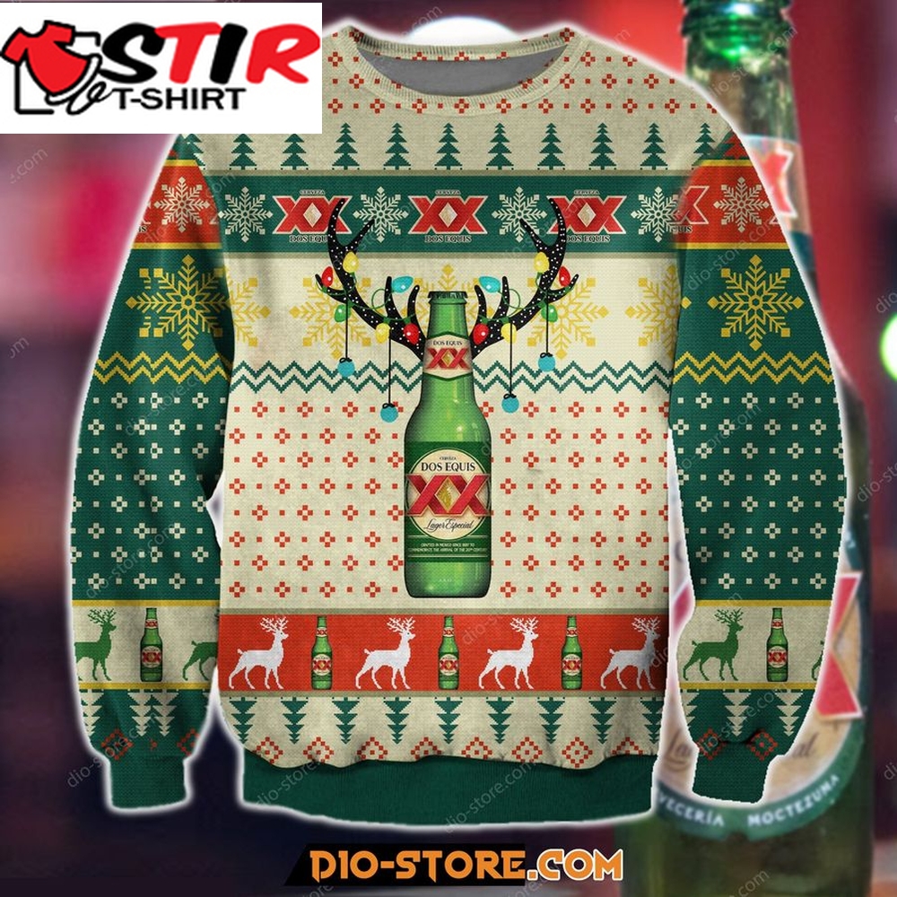 Dos Equis Beer Christmas Knitting Pattern 3D Print Ugly Sweatshirt Hoodie All Over Printed Cint10456, All Over Print, 3D Tshirt, Hoodie, Sweatshirt