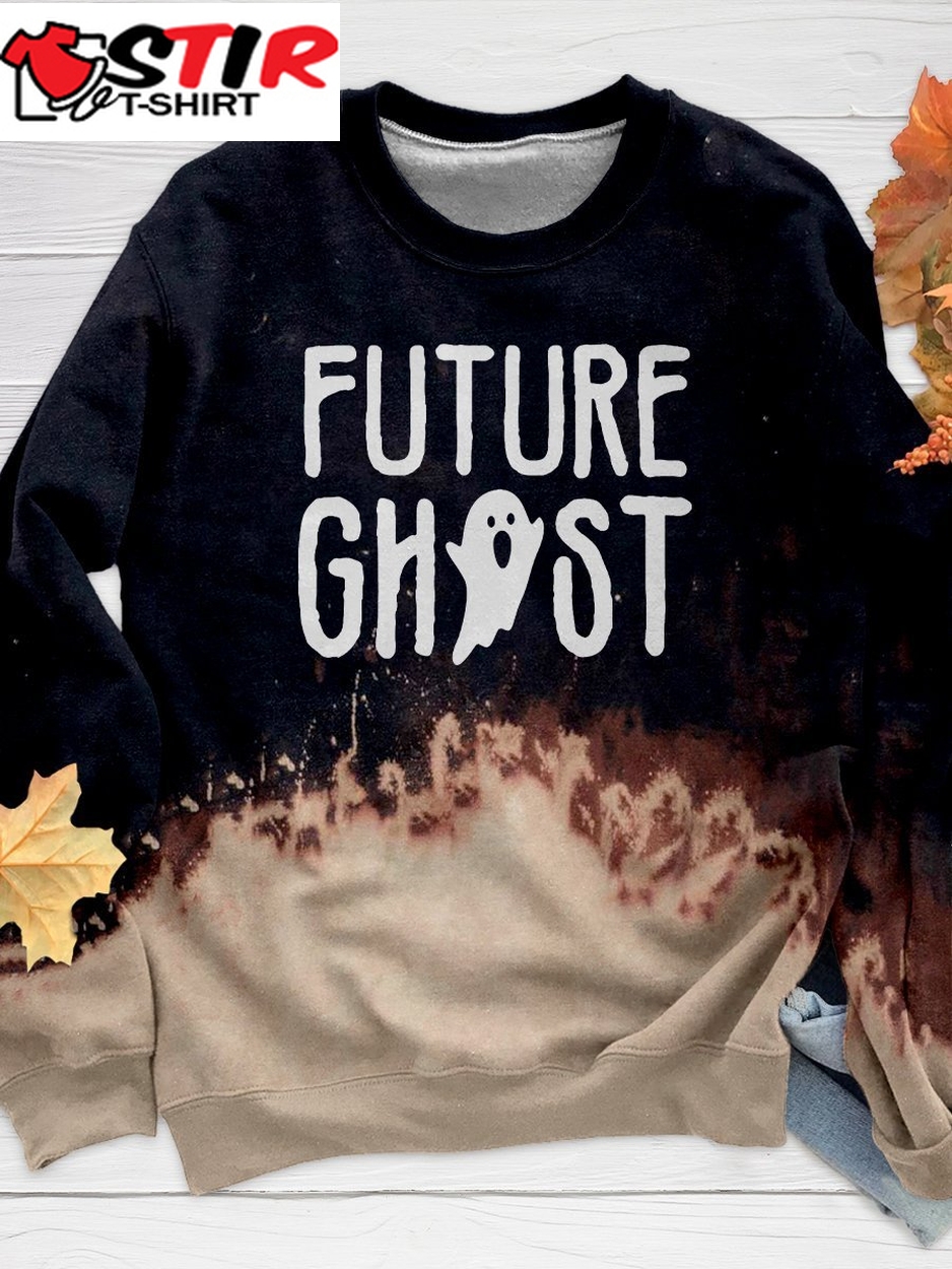 Furture Ghost Funny Halloween Print Long Sleeve Sweatshirt