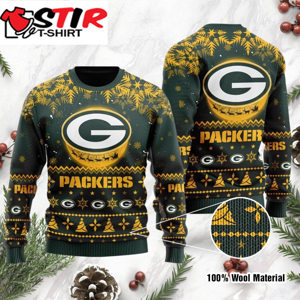 Green Bay Packers Santa Claus In The Moon Ugly Christmas