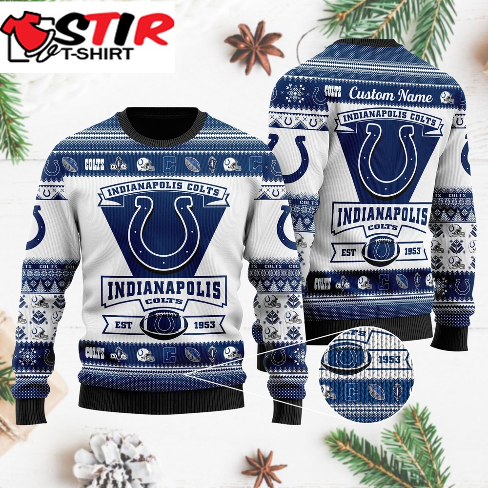 Indianapolis Colts Football Team Logo Custom Name Personalized Ugly Christmas