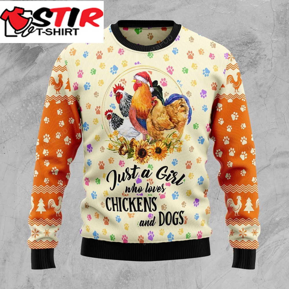 Just A Girl Who Loves Chickens And Dogs Christmas Ugly