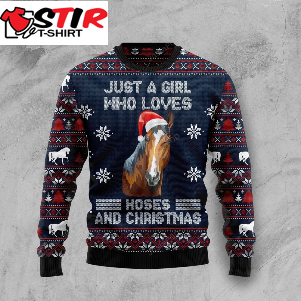 Just A Girl Who Loves Horse And Christmas Ugly Christmas