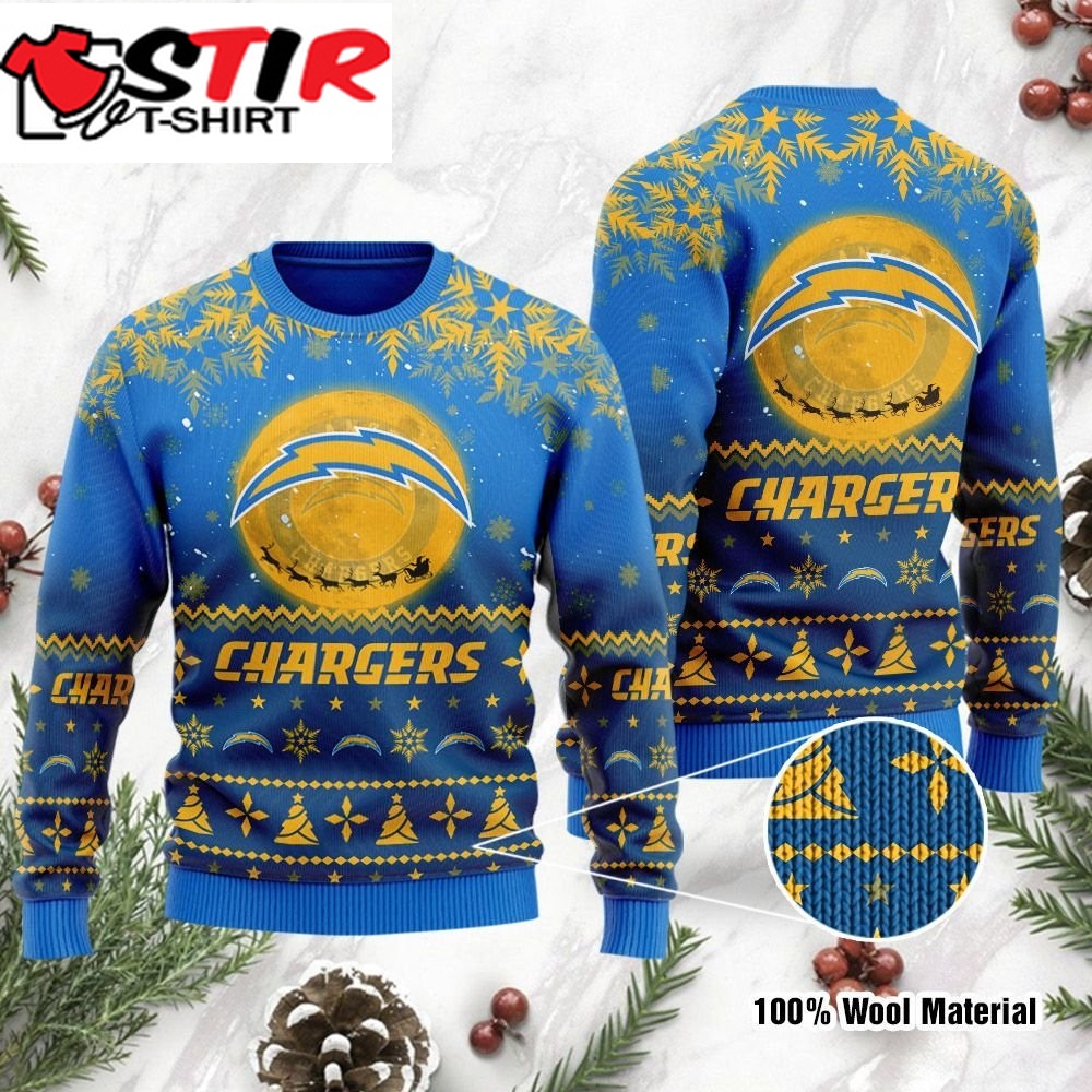 Los Angeles Chargers Santa Claus In The Moon Ugly Christmas
