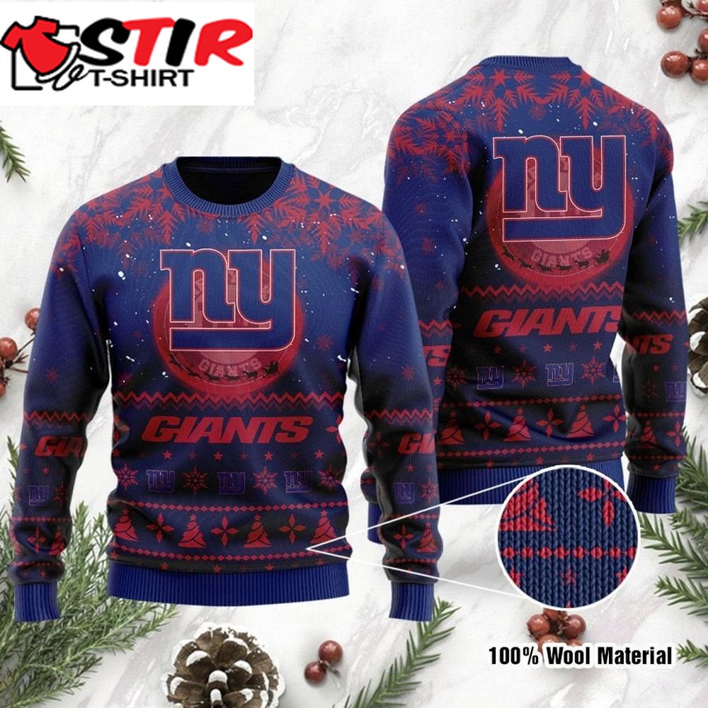 New York Giants Santa Claus In The Moon Ugly Christmas