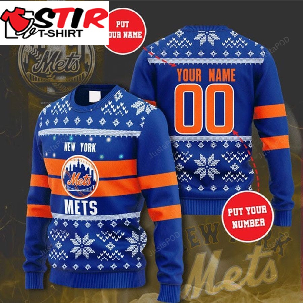 Personalized Custom Name And Number New York Mets Ugly Christmas