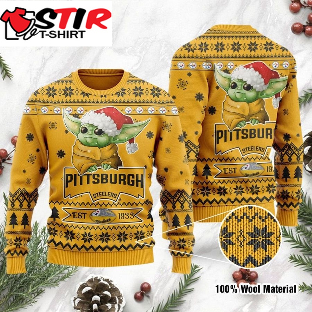 Pittsburgh Steelers Cute Baby Yoda Grogu Holiday Party Ugly Christmas