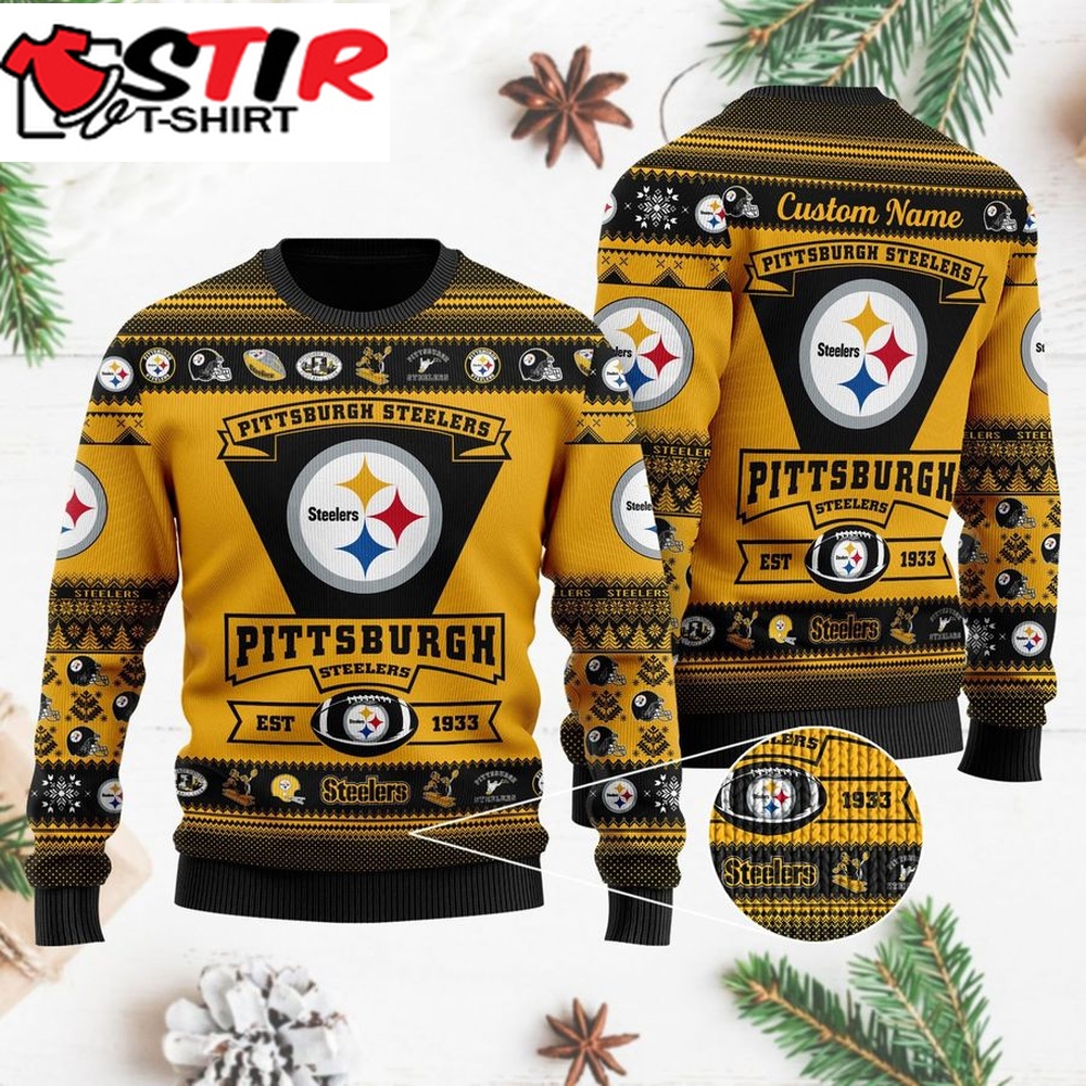 Pittsburgh Steelers Football Team Logo Custom Name Personalized Ugly Christmas