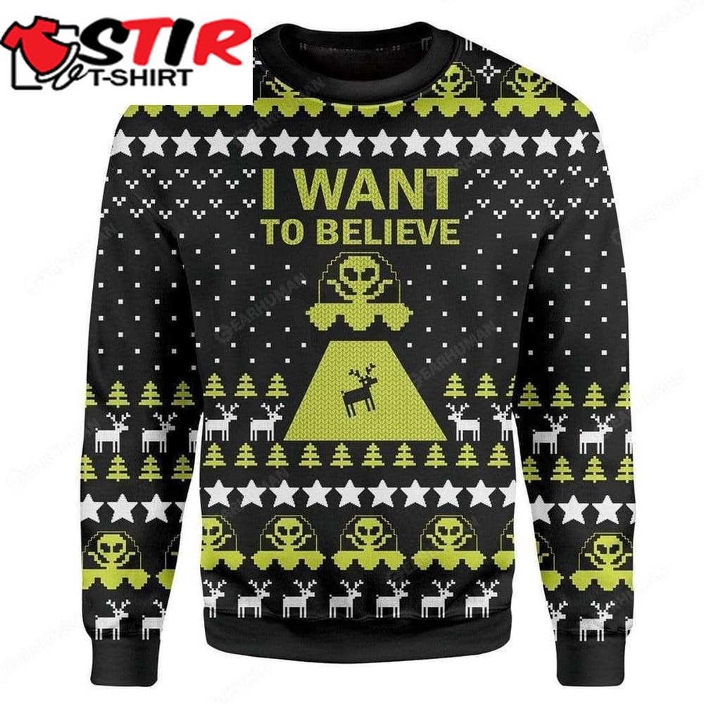 Reindeer Skull I Want To Believe For Unisex Ugly Christmas