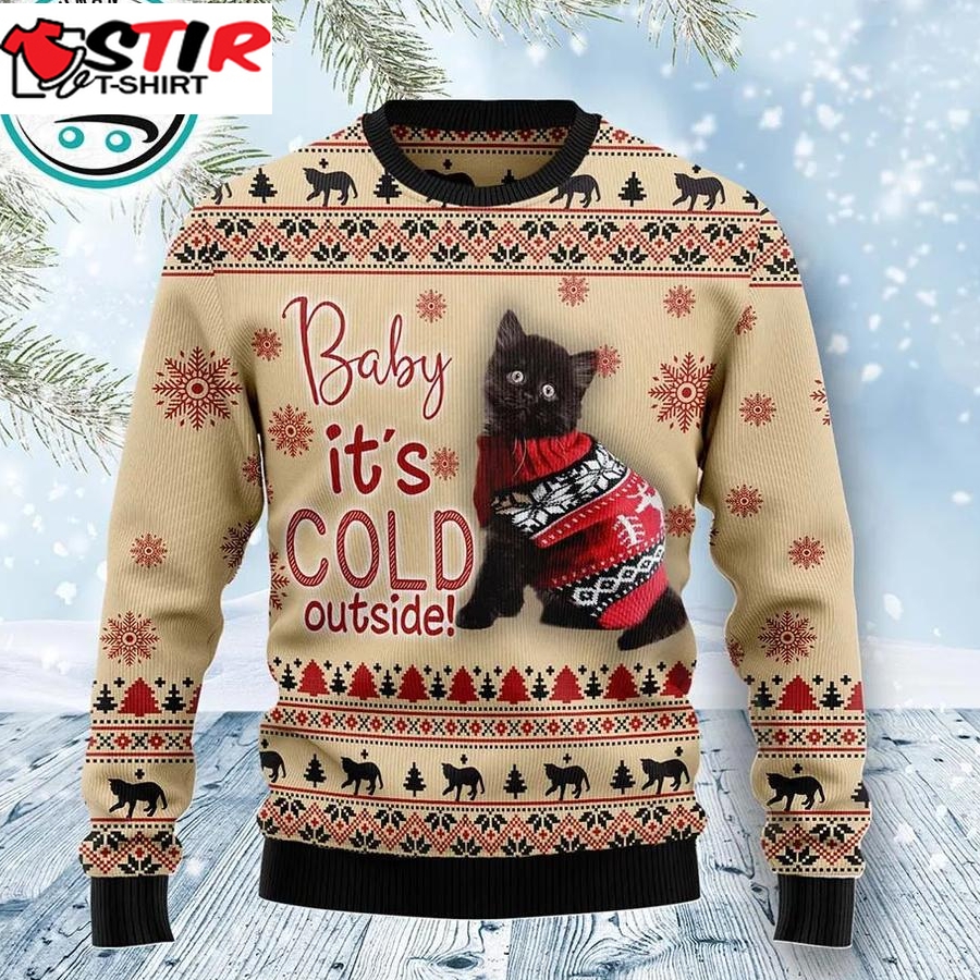 Black Cat Baby Ugly Christmas Sweater, Xmas Gifts For Men Women