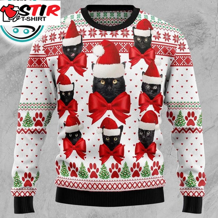 Black Cat Ball Ugly Christmas Sweater, Xmas Gifts For Men Women