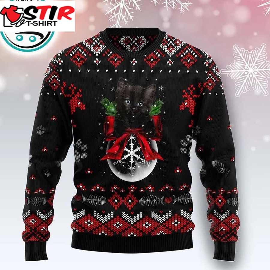 Black Cat Christmas   All Over Print Ugly Christmas Sweater, Xmas Gifts For Men Women
