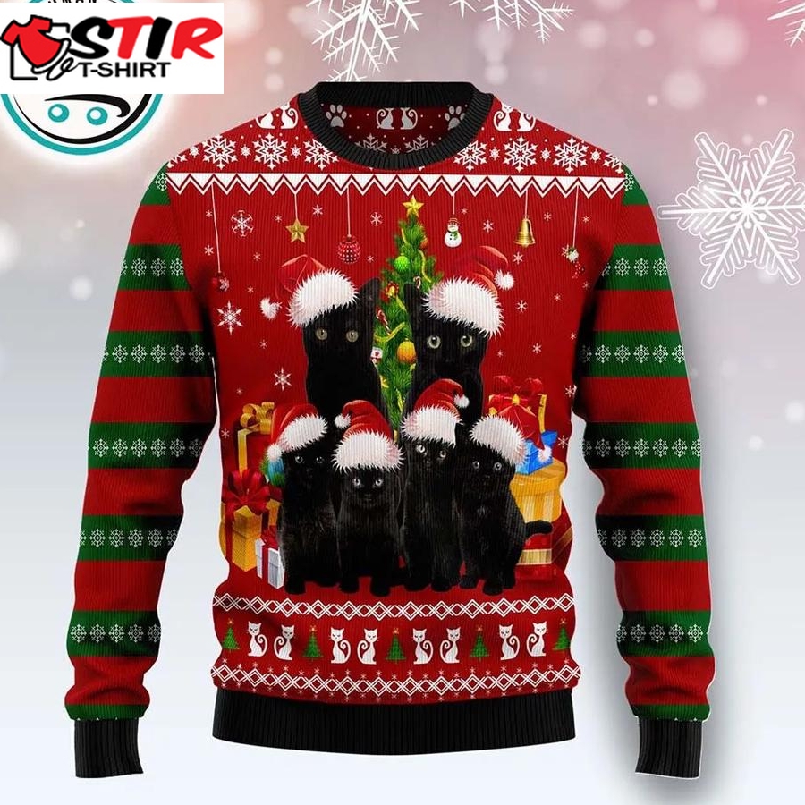Black Cat Family Christmas Ugly Christmas Sweater, Xmas Gifts For Men Women