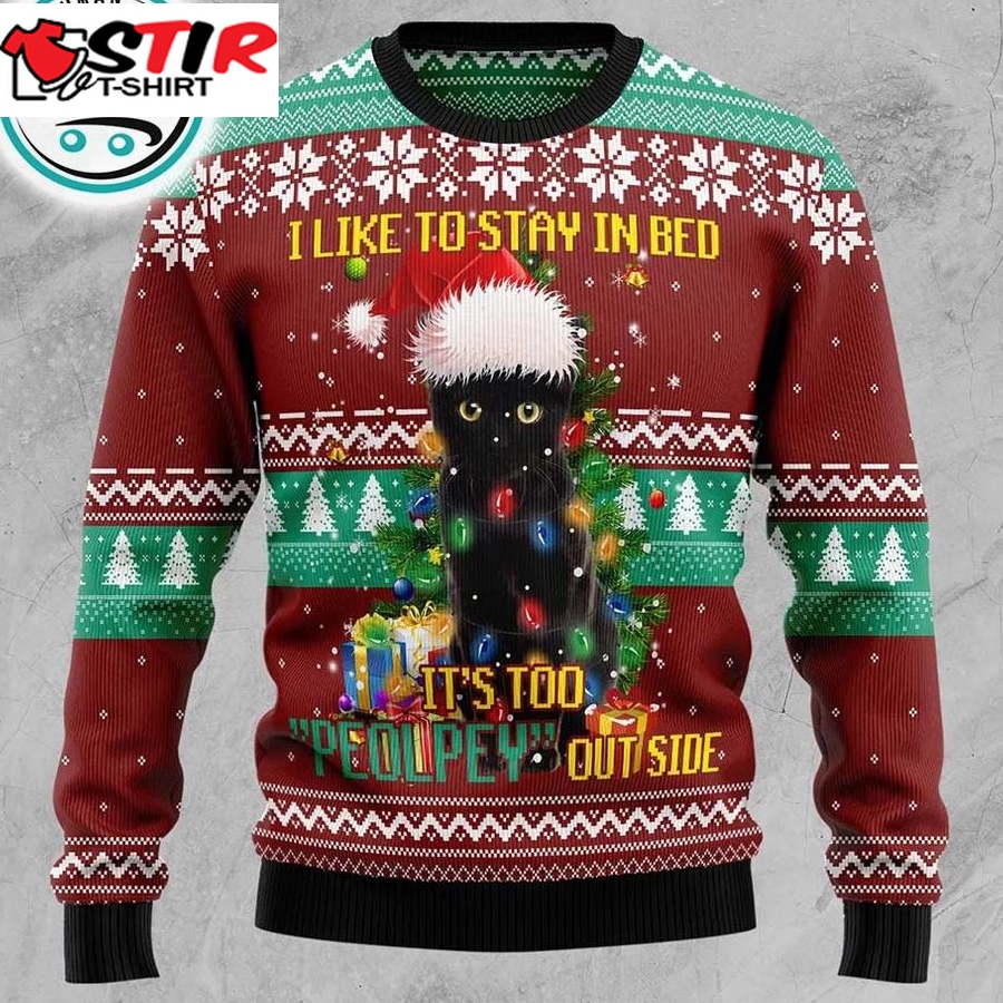 Black Cat Like Stay To In Bed Xmas Ugly Christmas Sweater, Xmas Gifts For Men Women