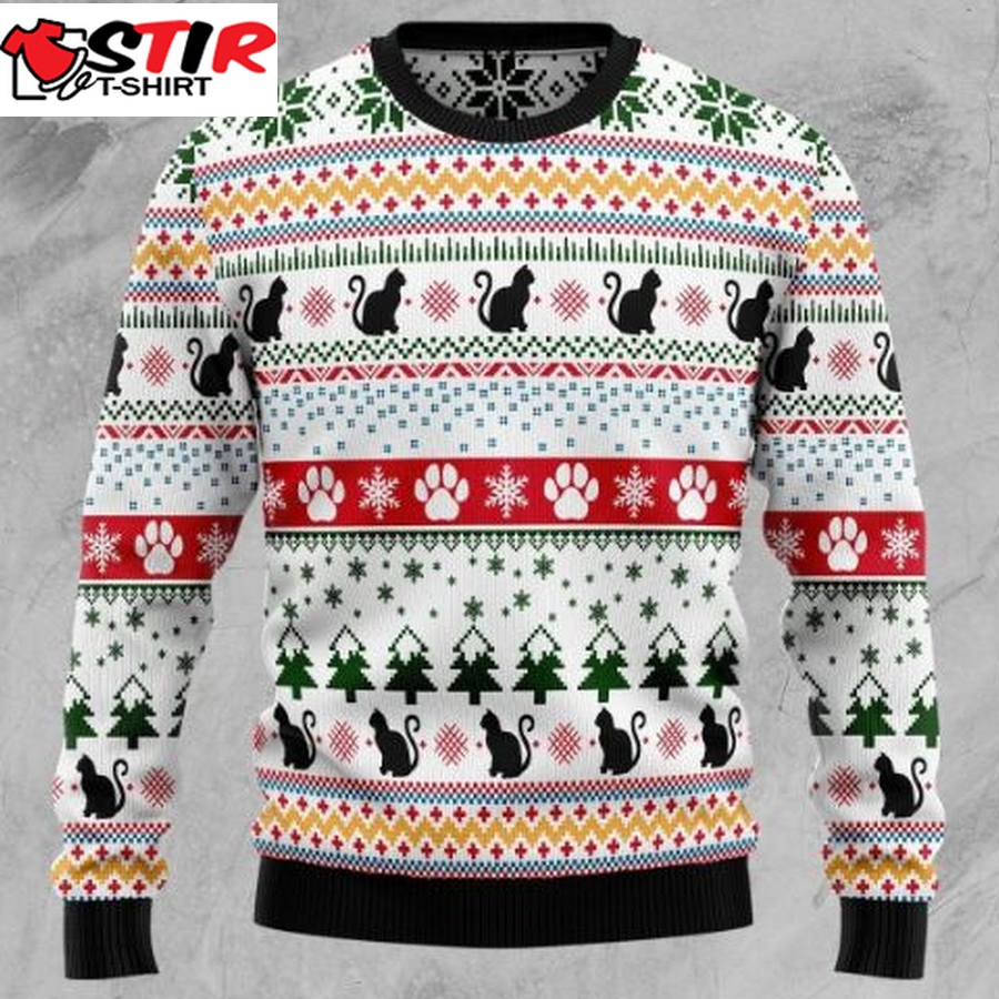 Black Cat Pattern Ugly Christmas Wool Knitted Sweater