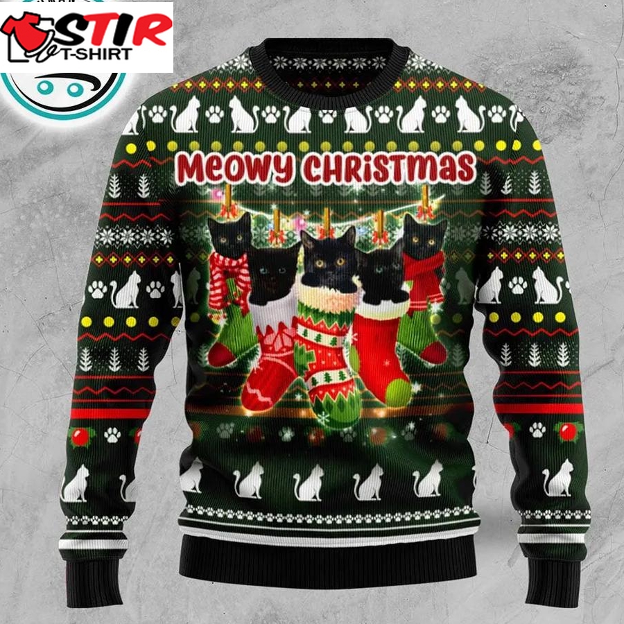Black Cat Socks Ugly Christmas Sweater, Xmas Gifts For Men Women