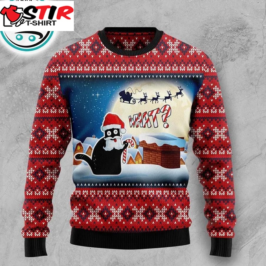 Black Cat What Ugly Christmas Sweater, Xmas Gifts For Men Women