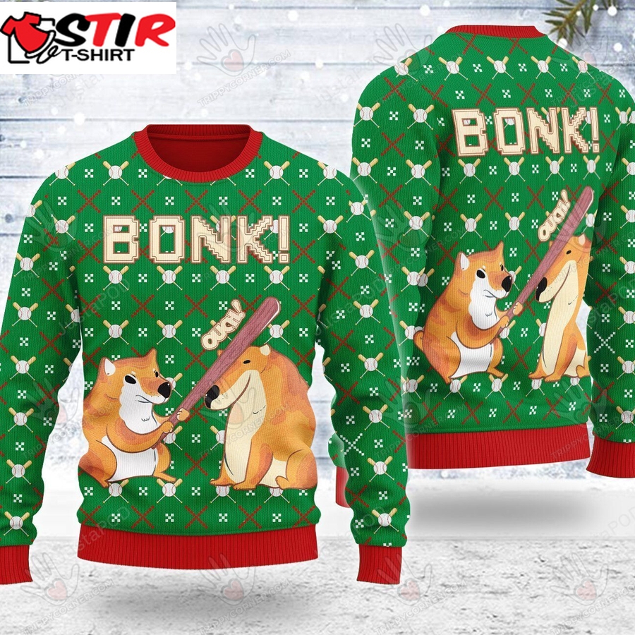 Bonk Dog Ugly Christmas Sweater, All Over Print Sweatshirt, Ugly Ugly Sweater Christmas Gift   347