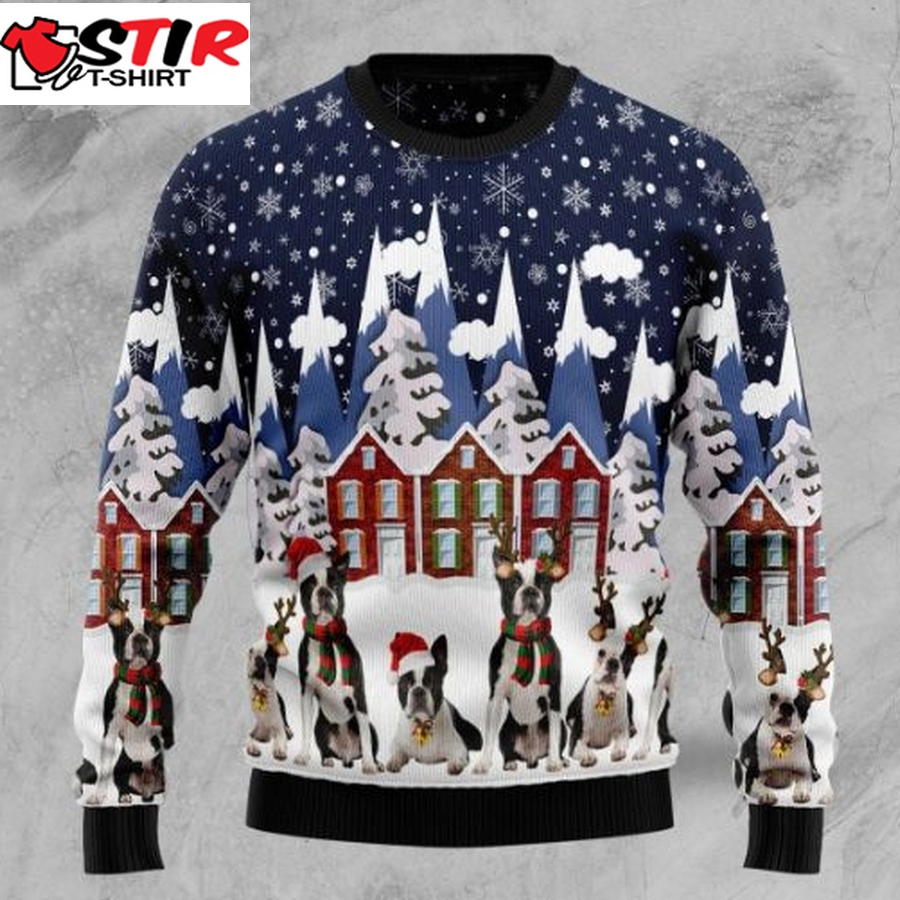 Boston Terrier Family Christmas Ugly Sweater Gift For Dog Lover