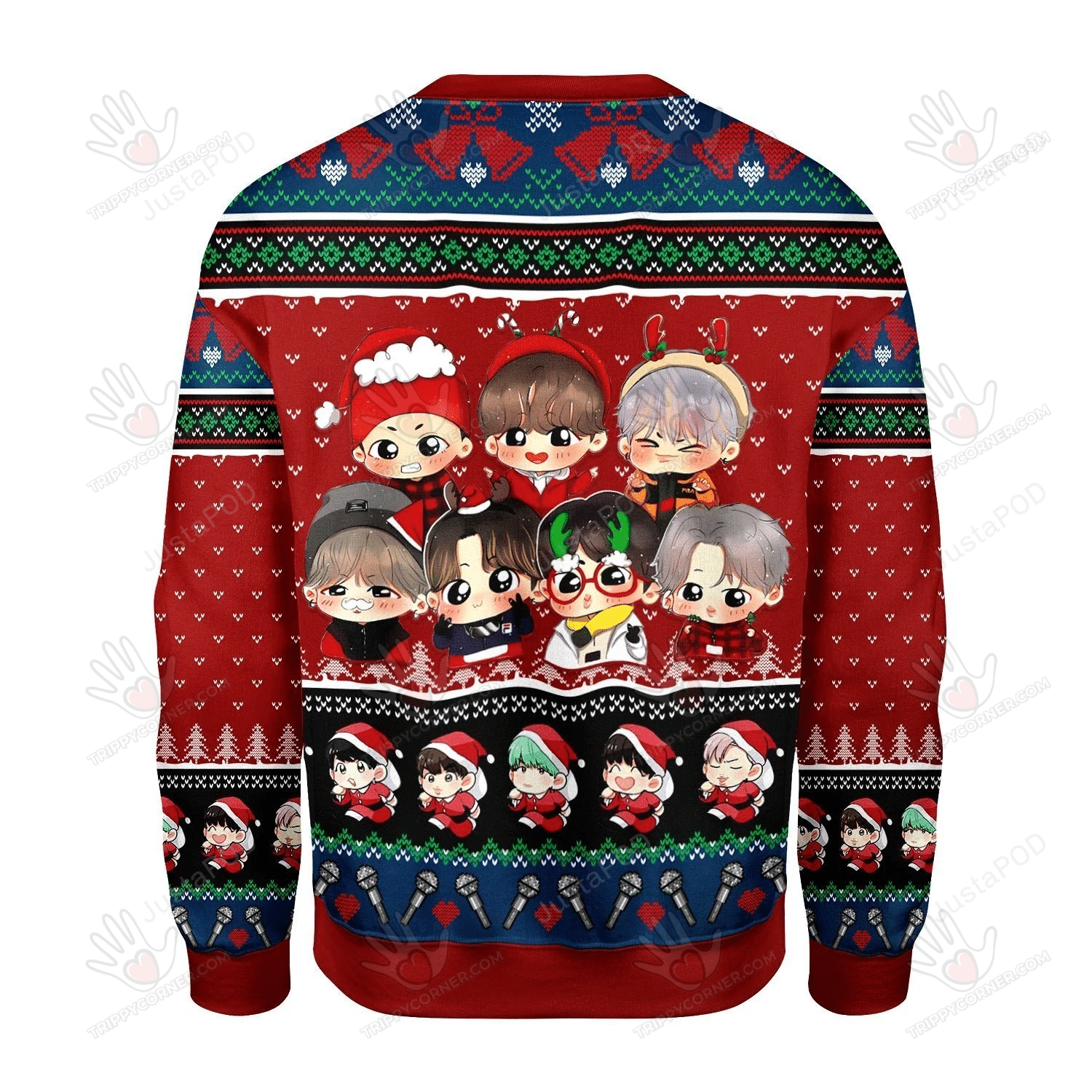 Bts Band Ugly Christmas Sweater, All Over Print Sweatshirt, Ugly Ugly Sweater Christmas Gift   2332