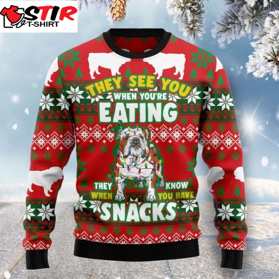 Bulldog Snacks 3D Ugly Christmas Sweater