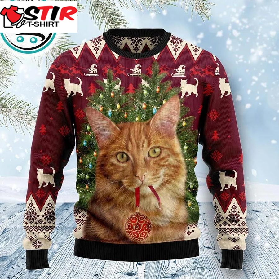 Cat Decor Pine Ugly Christmas Sweater, Xmas Gifts For Men Women