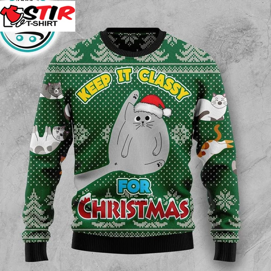 Cat Keep It Classy For Christmas Ugly Christmas Sweater, Xmas Gifts For Men Women