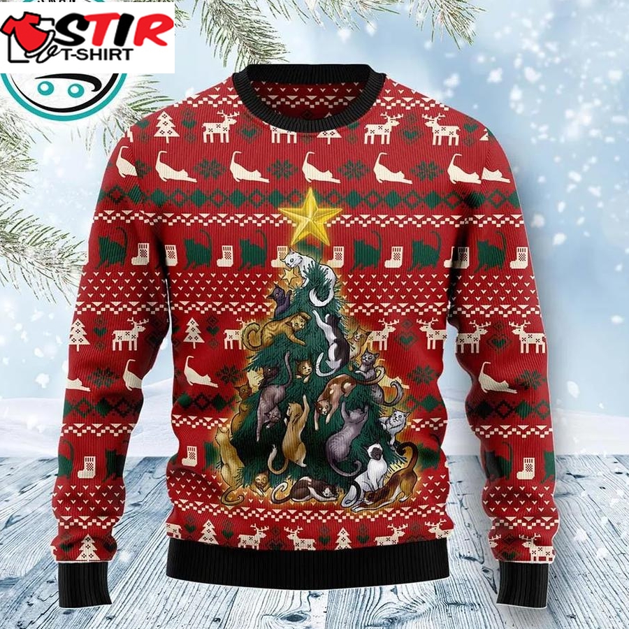 Cat Naughty Pine Ugly Christmas Sweater, Xmas Gifts For Men Women