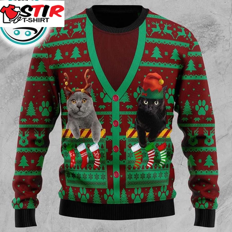 Cat Pocket Xmas Ugly Christmas Sweater, Xmas Gifts For Men Women