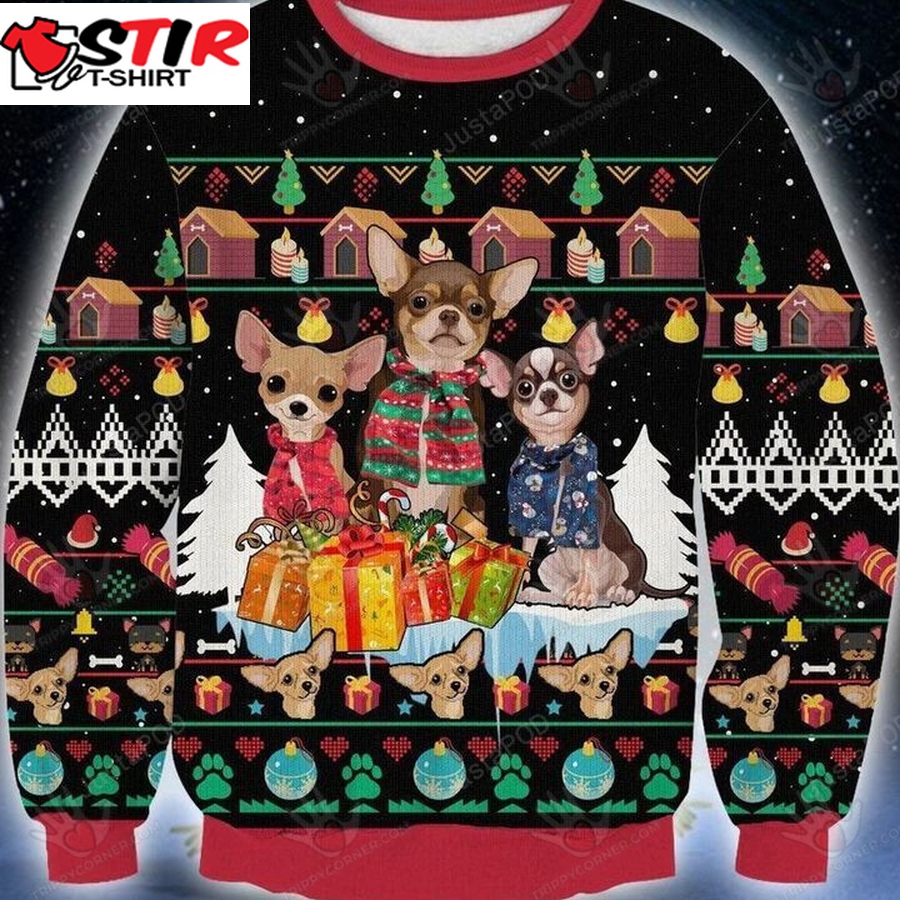 Christmas Chihuahua Dog Ugly Christmas Sweater, All Over Print Sweatshirt, Ugly Sweater Christmas Gift   578