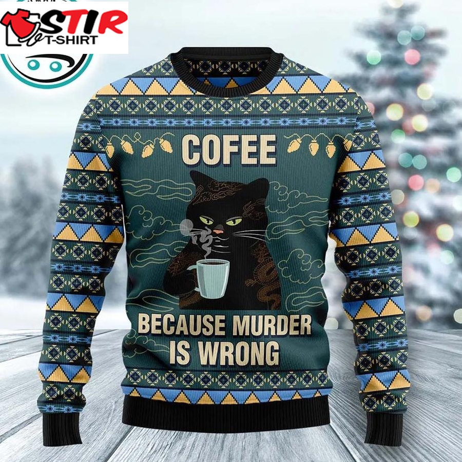 Coffee Cat Ugly Christmas Sweater, Xmas Gifts For Men Women