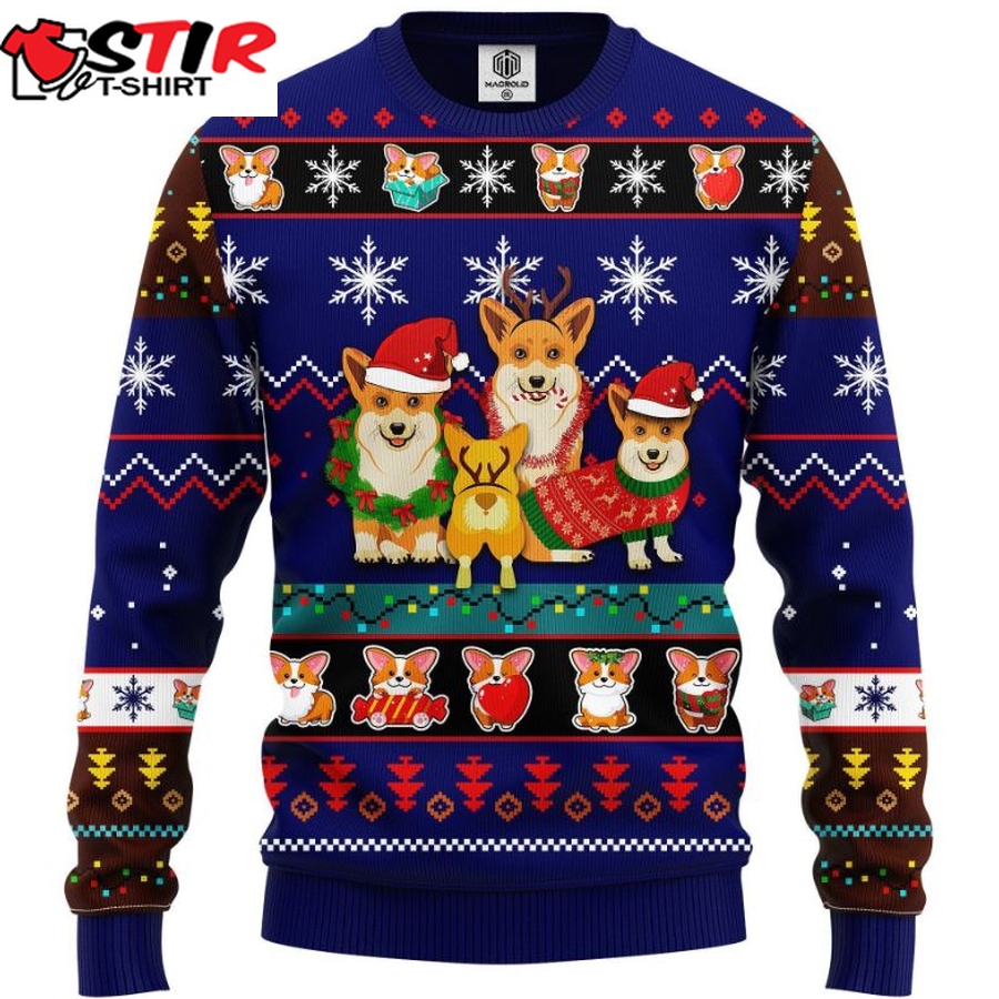 Corgi Cute Noel Mc Ugly Christmas Blue Sweater 3D