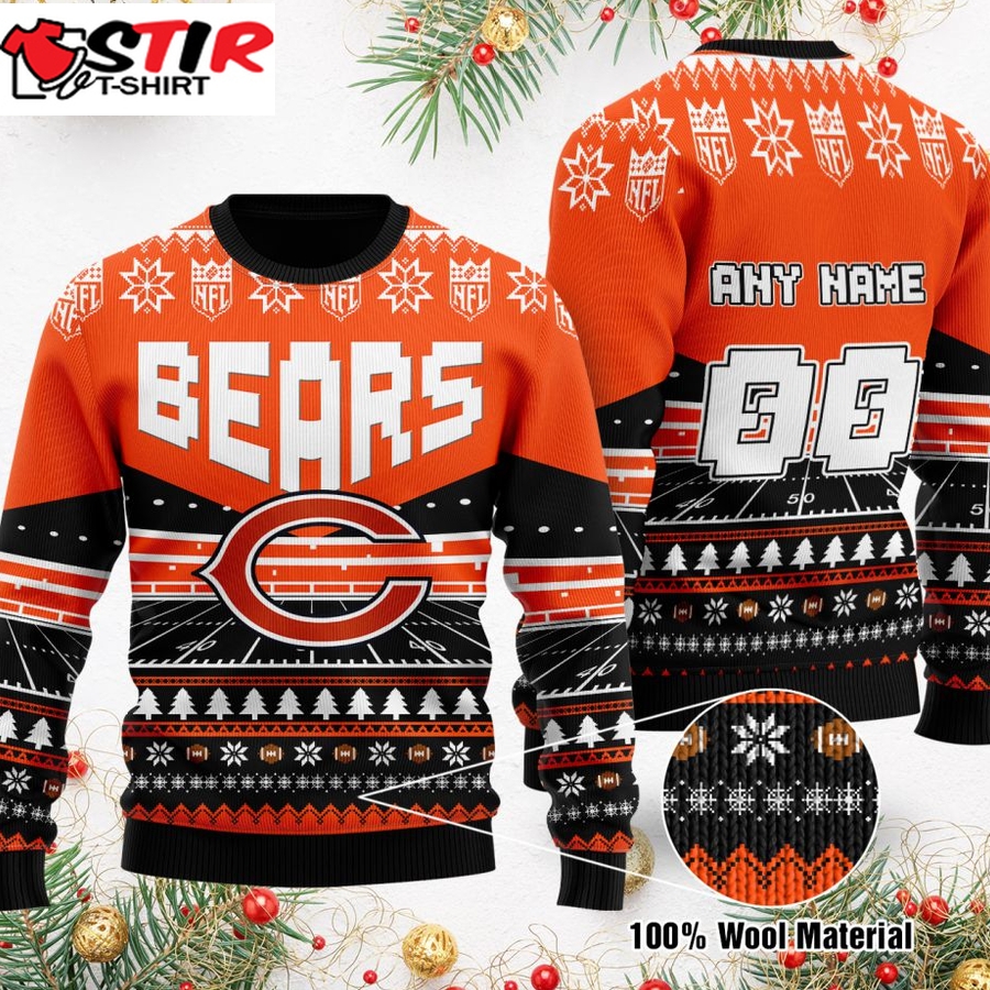 Custom Name Number Nfl Chicago Bears Rugby Stadium Ugly Christmas Sweater