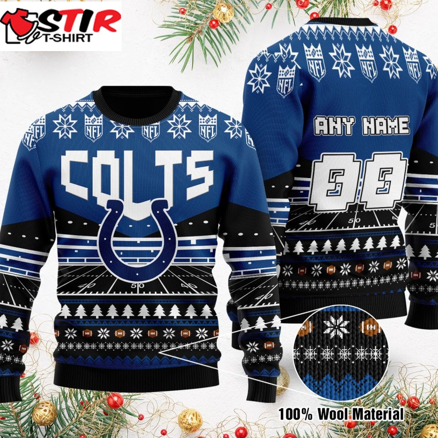 Custom Name Number Nfl Indianapolis Colts Rugby Stadium Ugly Christmas Sweater