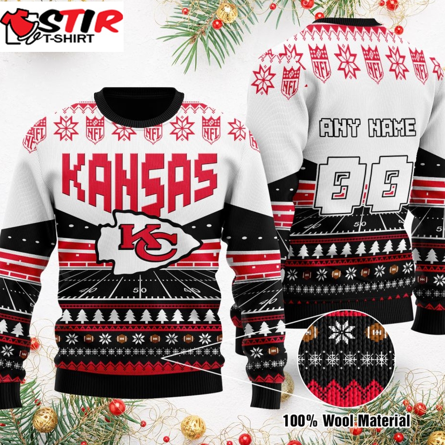 Custom Name Number Nfl Kansas City Chiefs Rugby Stadium Ugly Christmas Sweater
