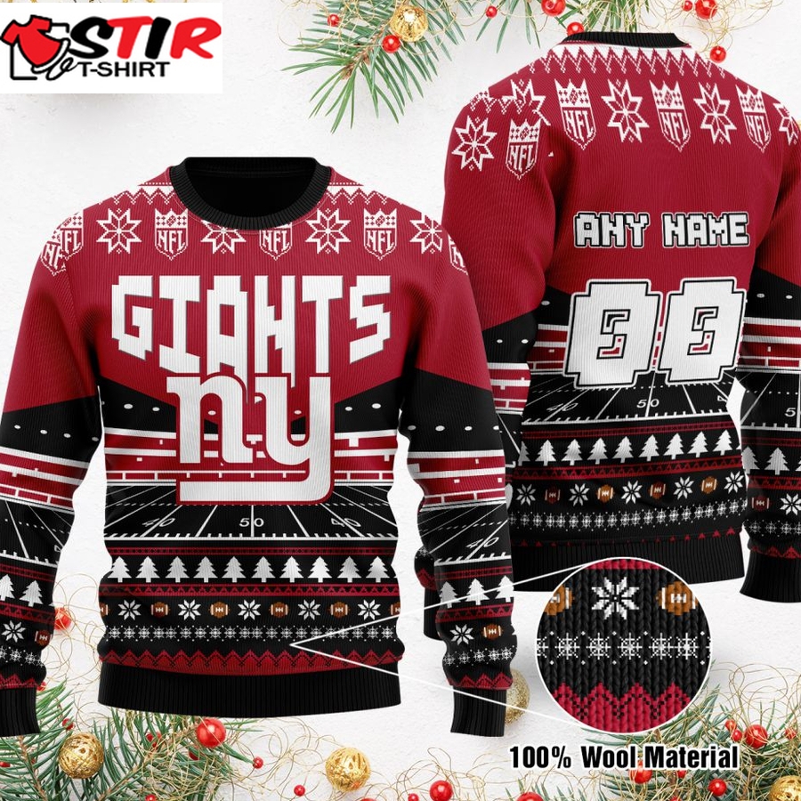 Custom Name Number Nfl New York Giants Rugby Stadium Ugly Christmas Sweater