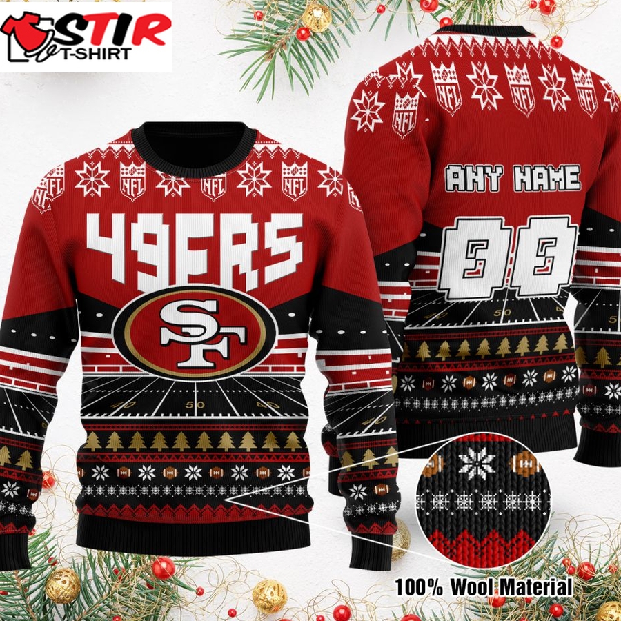 Custom Name Number Nfl San Francisco 49Ers Rugby Stadium Ugly Christmas Sweater