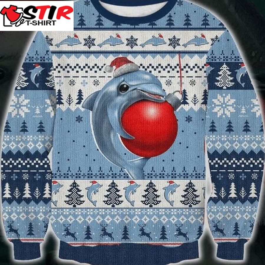 Cute Dolphin Ugly Christmas Sweater 3D All Over Print