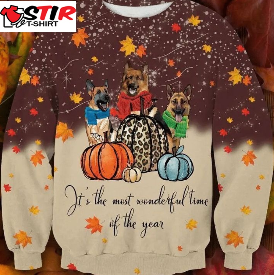 Cute German Shepherd Dog Thanksgiving Ugly Christmas Sweater 3D All Over Print