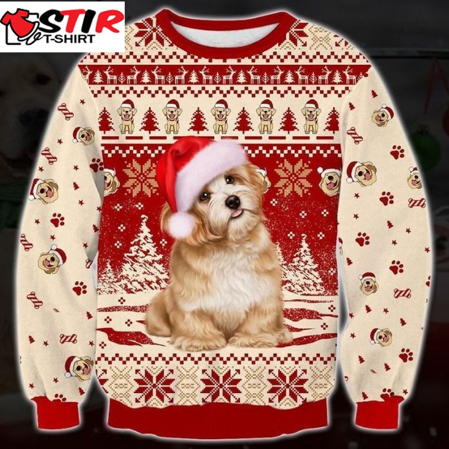 Cute Golden Retriever Dog Ugly Christmas Sweater 3D All Over Print