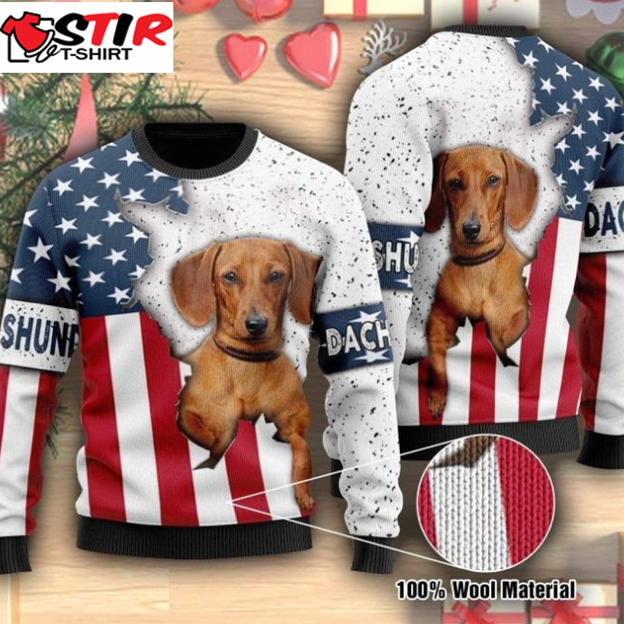 Dachshund Flag Ugly Christmas Sweater 3D All Over Print