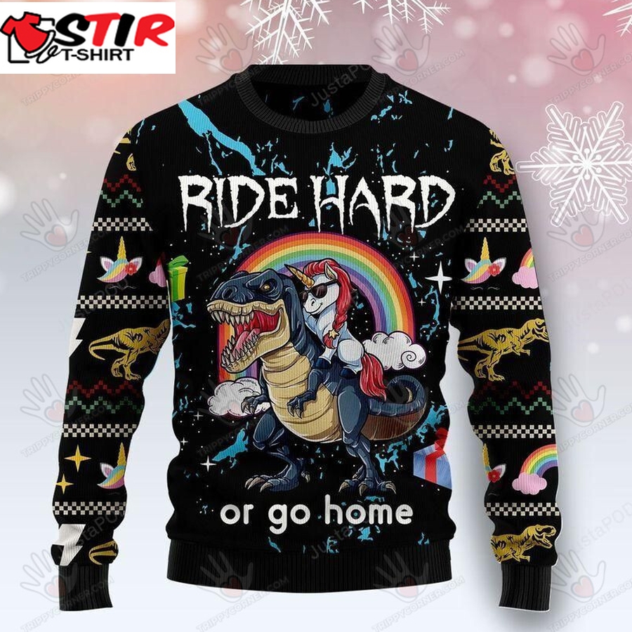 Dinosaur Unicorn Ride Hard Ugly Christmas Sweater, All Over Print Ugly Sweater Christmas Gift   32