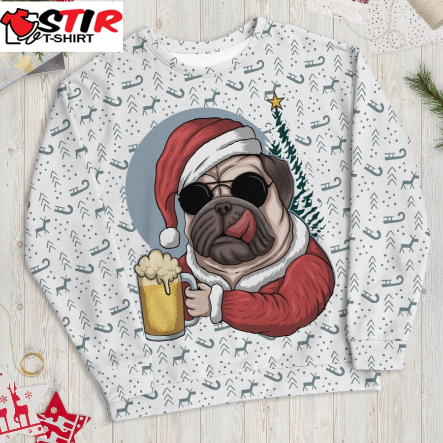 Dog Beer Merry Pugmas Christmas Ugly Sweater (Unisex)