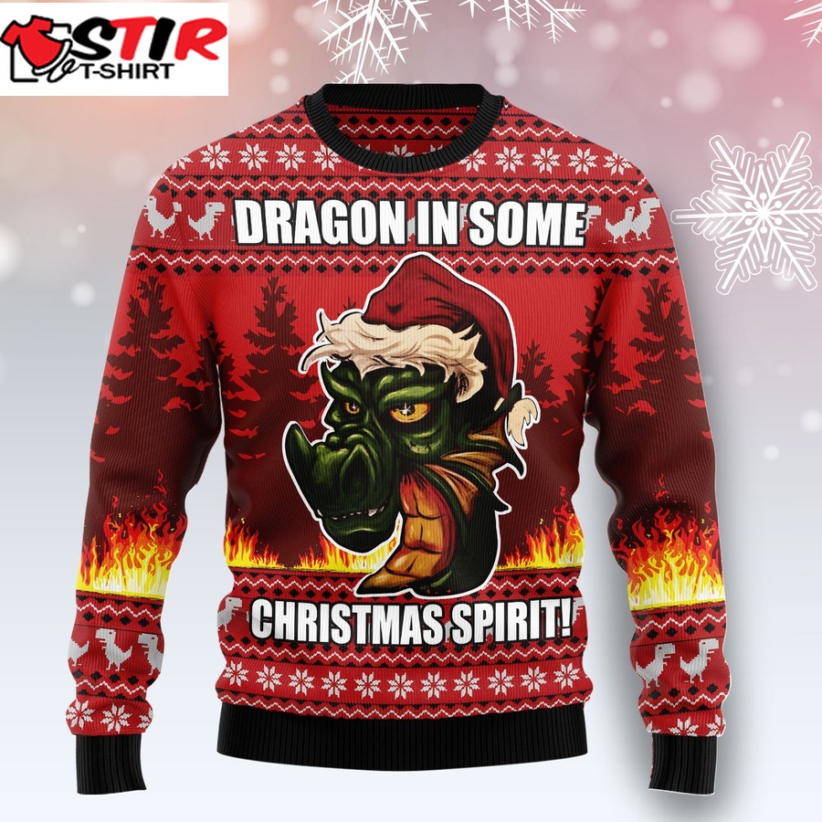 Dragon In Some Christmas Spirit Ht031203 Ugly Christmas Sweater Unisex Womens & Mens, Couples Matching, Friends, Funny Family Ugly Christmas Holiday Sweater Gifts (Plus Size Available)   455