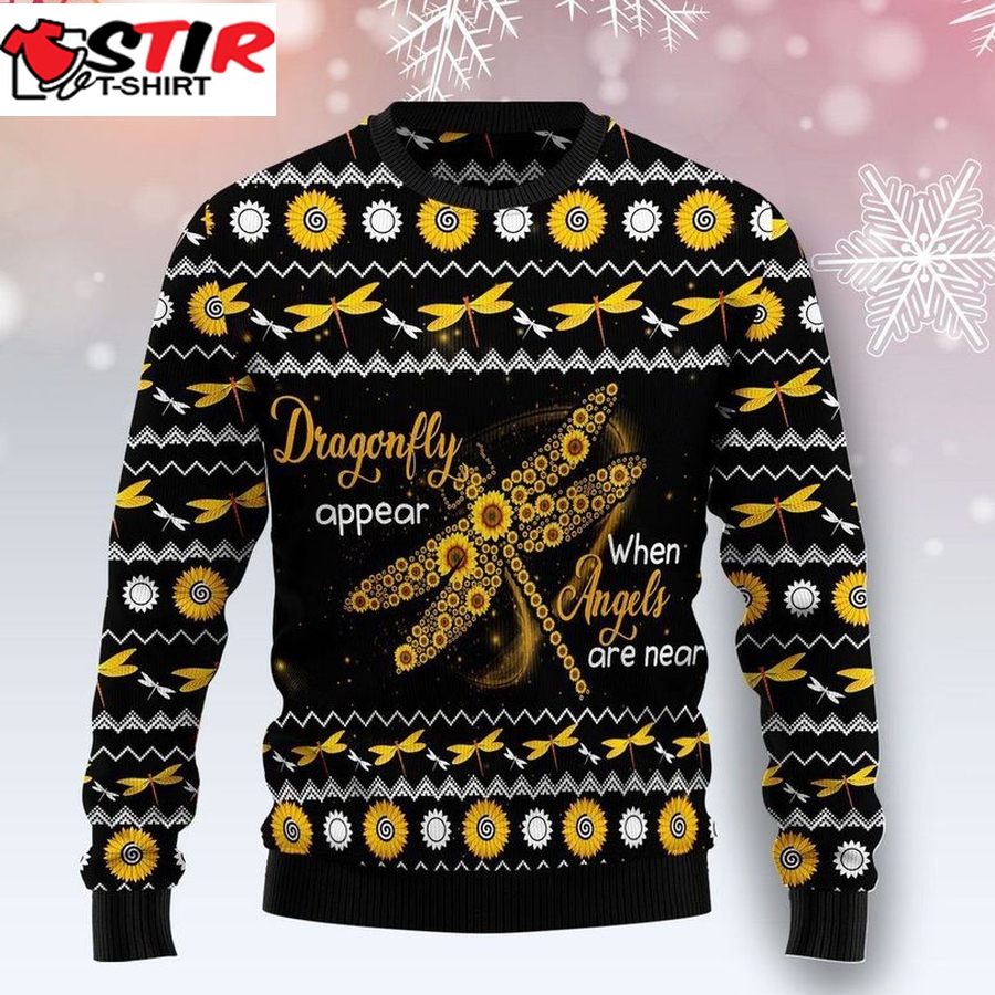 Dragonfly Sunflower Ugly Christmas Sweater