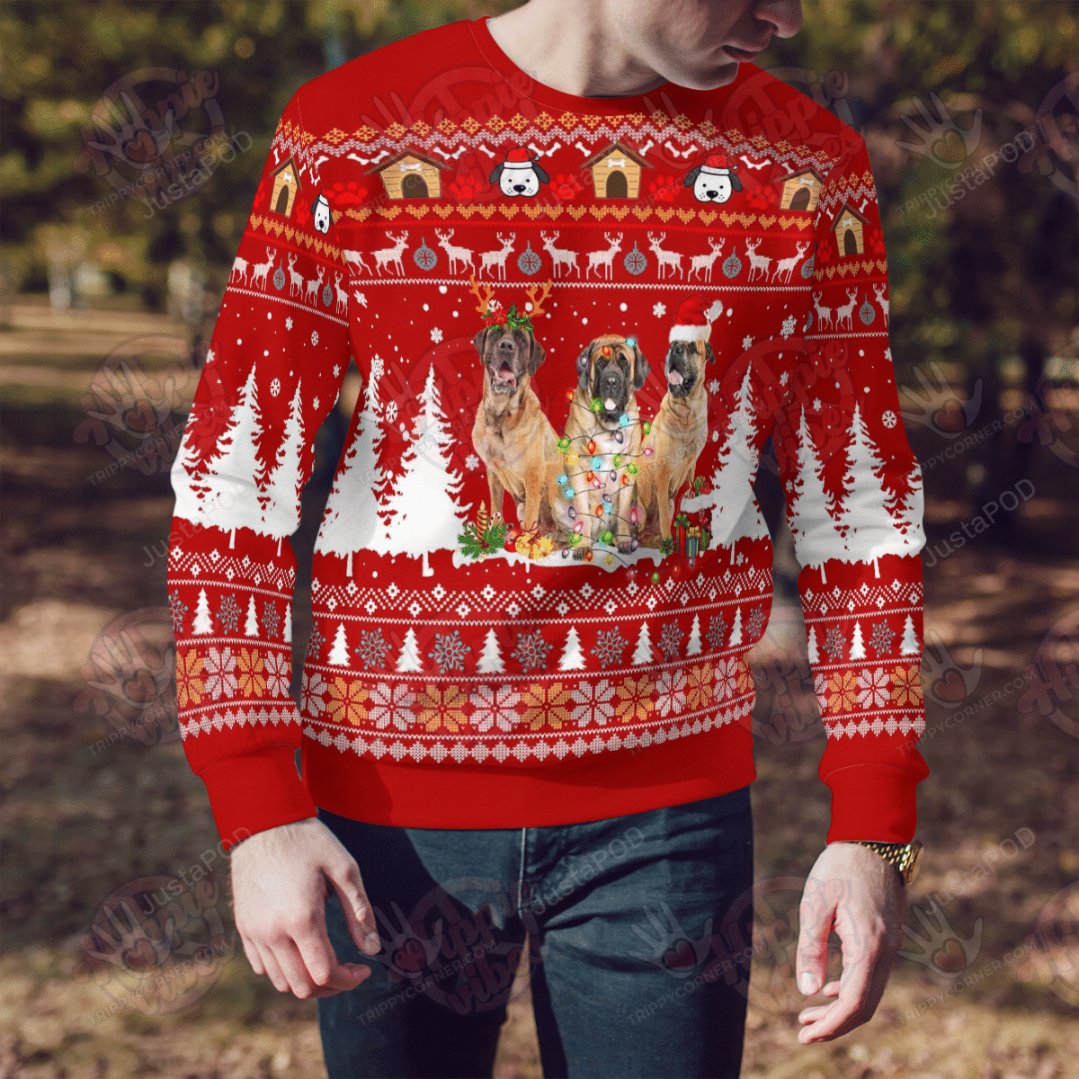 English Mastiff Ugly Christmas Sweater, All Over Print Sweatshirt, Ugly Ugly Sweater Christmas Gift