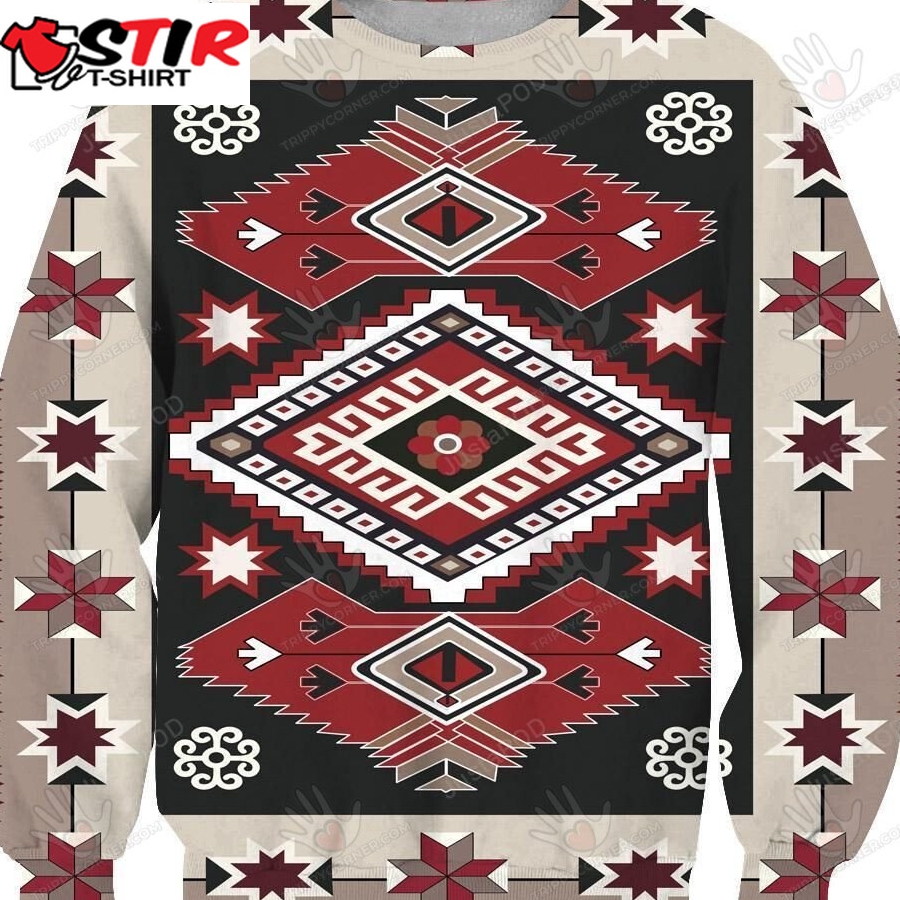 Ethnic Tribal Red Brown Pattern Ugly Christmas Sweater, All Over Ugly Sweater Christmas Gift   1449