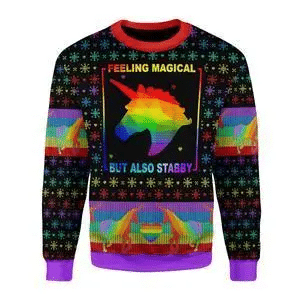 Feeling Magical But Also Stabby Ugly Christmas Sweater 3D All Over Print