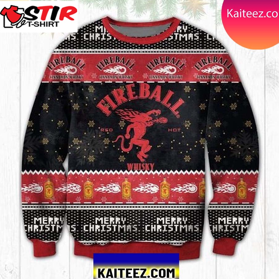 Fireball Whisky 3D Christmas Ugly Sweater